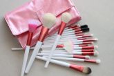Kit 20 Pincéis Rosa & Branco